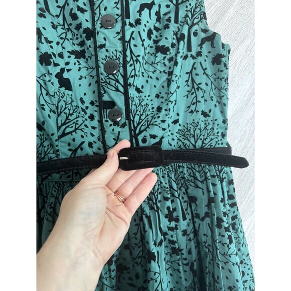 Hell Bunny Sherwood Woodland Green 1950’s Dress Size Small - Picture 5 of 9